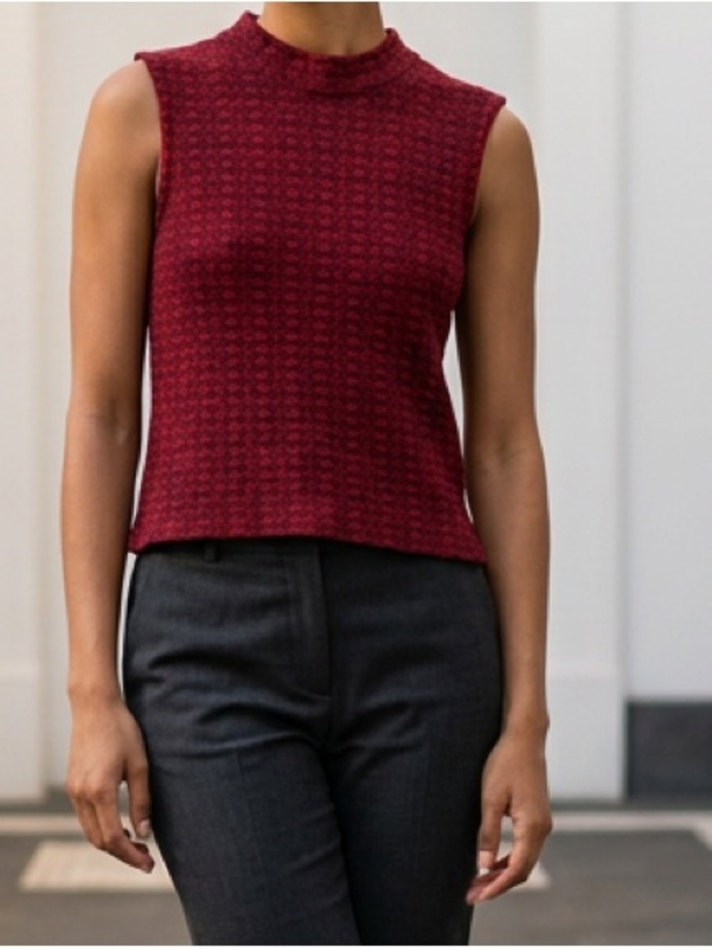 St. John Red Sleeveless Stretch Knit Top